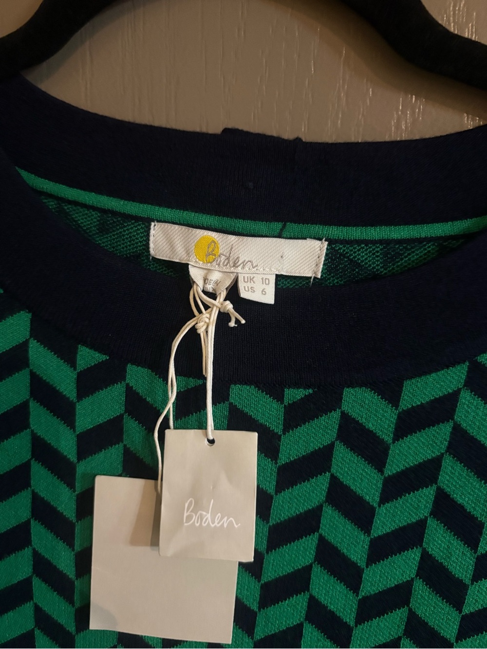 Boden Green and Navy Chevron Knit Dress - Picture 7 of 10